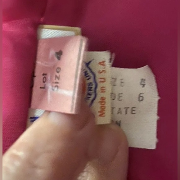 Vintage Albert Nipon Magenta Ruffle Bow Button Lined Dress Size 4 Shoulder Pads - Picture 5 of 16